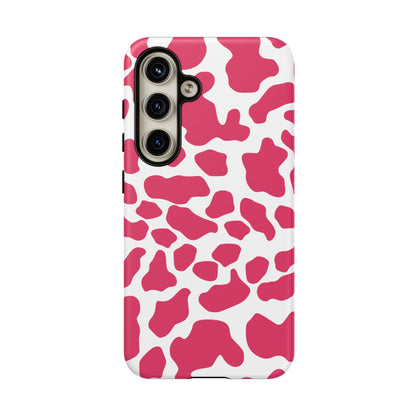 Pink Cow Print Phone Case Cover for iPhone, Samsung, Google smart phones