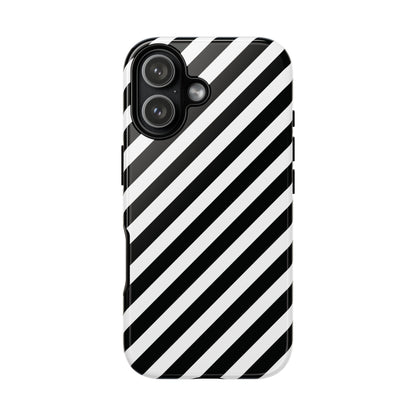 Black White Diagonal Phone Case Cover, Protective Sleek Cell Phone Case, Modern Smartphone, Stylish