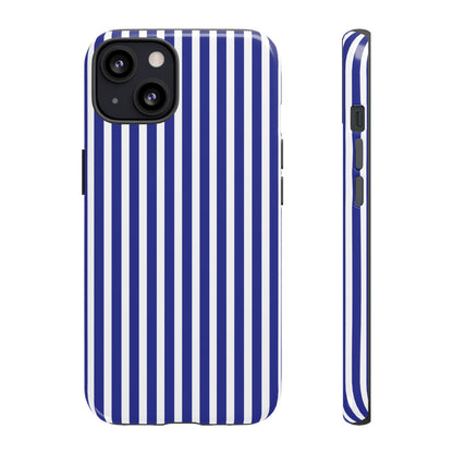 Phone Case, Blue White Striped Tough Case Cover, Protective Phone Cover, Hard Shell Phone Case, Phone Accessories, Phone Protector
