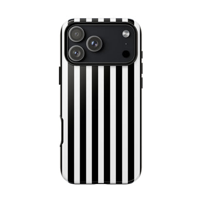 Black White Horizontal Stripe Phone Case Cover, iPhone, Samsung Galaxy S24, and Google Pixel Phones