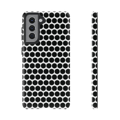 Black White Dot Pattern Tough Phone Case for iPhone, Samsung, Google