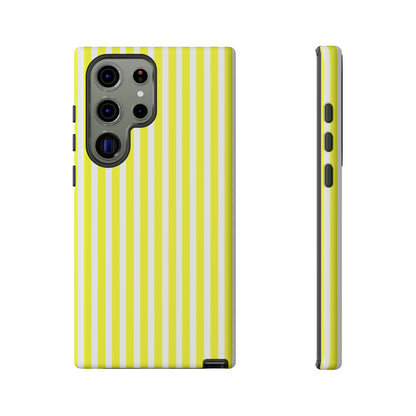 Phone Case Cover, Banana Yellow and White Striped Tough Case for iPhone Samsung Google, Protective Cellphone Cover, Hard Shell Phone