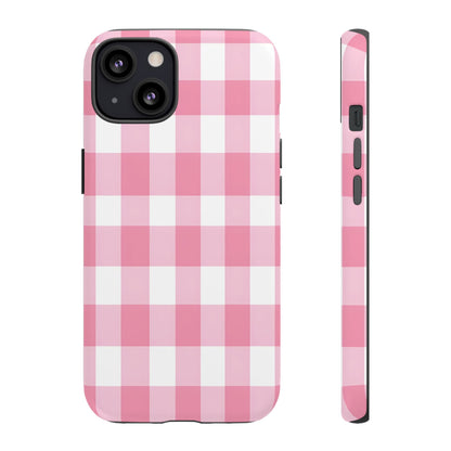 Pink Gingham Cute Phone Case Cover, for Fashion Lovers, Gift for Her, Stylish Tech Accessory, Perfect for Birthdays & Holidays