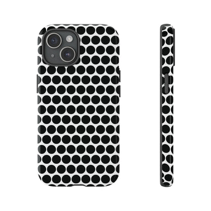 Black White Dot Pattern Tough Phone Case for iPhone, Samsung, Google