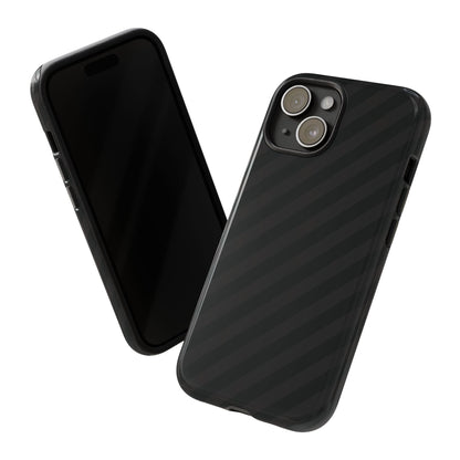 Phone Case, Black Diagonal Pattern Tough Gloss Finish Protective Cover, iPhone, Samsung, Google Pixel, Unique Geometric Design, Gift
