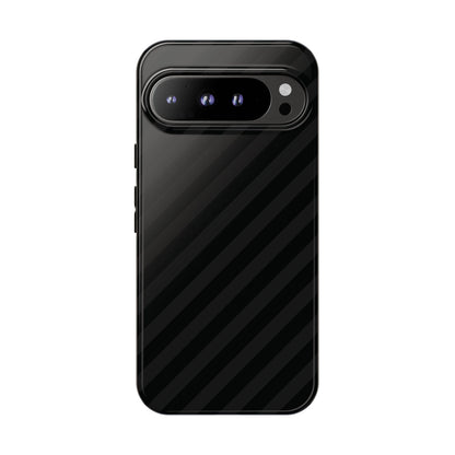 Phone Case, Black Diagonal Pattern Tough Gloss Finish Protective Cover, iPhone, Samsung, Google Pixel, Unique Geometric Design, Gift