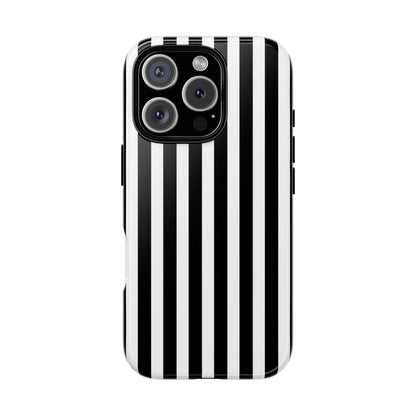 Black White Horizontal Stripe Phone Case Cover, iPhone, Samsung Galaxy S24, and Google Pixel Phones