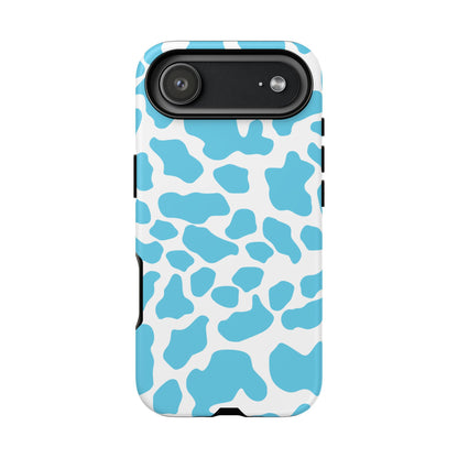 Blue White Cow Print Phone Case Cover