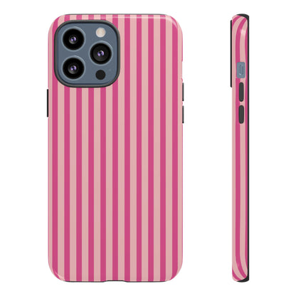 Pink Stripe Everyday Phone Case Cover, Protective Smartphone Cover, Trendy Accessories