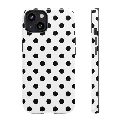 Black White Polka Dot Phone Case Cover  iPhone, Samsung Galaxy S25, Google Pixel 7