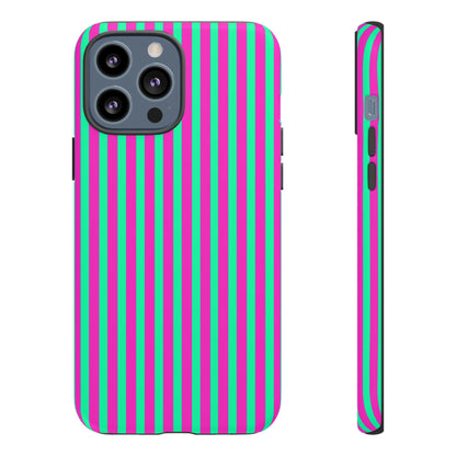 Green Pink Striped Phone Case Cover