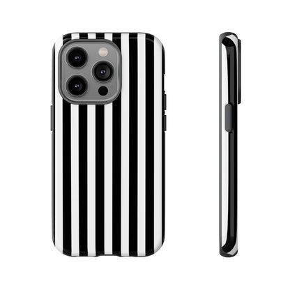 Black White Horizontal Stripe Phone Case Cover, iPhone, Samsung Galaxy S24, and Google Pixel Phones