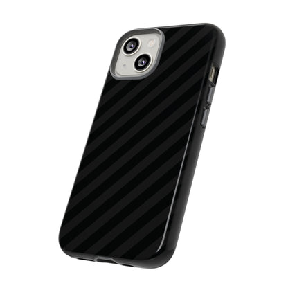 Phone Case, Black Diagonal Pattern Tough Gloss Finish Protective Cover, iPhone, Samsung, Google Pixel, Unique Geometric Design, Gift