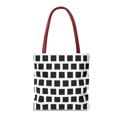 Black Square Pattern Tote Bag - Versatile and Durable Shoulder Bag