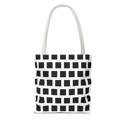 Black Square Pattern Tote Bag - Versatile and Durable Shoulder Bag