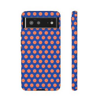 Blue & Coral Polka Dot Phone Case for iPhone, Samsung S, Google Pixel Phones