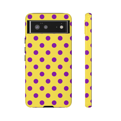 Phone Case - Bright Yellow with Purple Dots