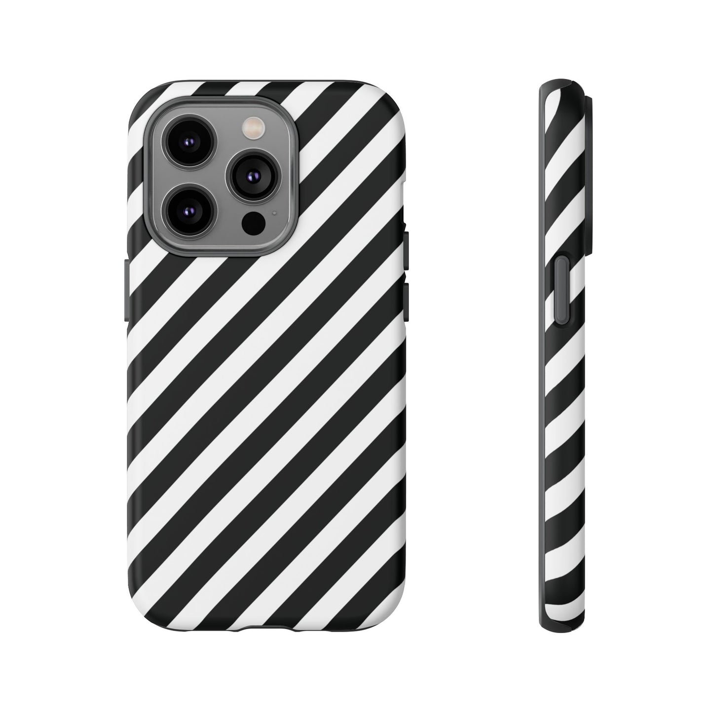 Black White Diagonal Phone Case Cover, Protective Sleek Cell Phone Case, Modern Smartphone, Stylish
