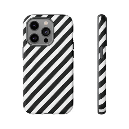 Black White Diagonal Phone Case Cover, Protective Sleek Cell Phone Case, Modern Smartphone, Stylish
