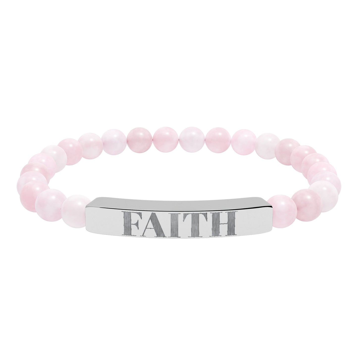 Faith Engraved Stone Stretch Bracelet | Natural Bead Bar Bracelet