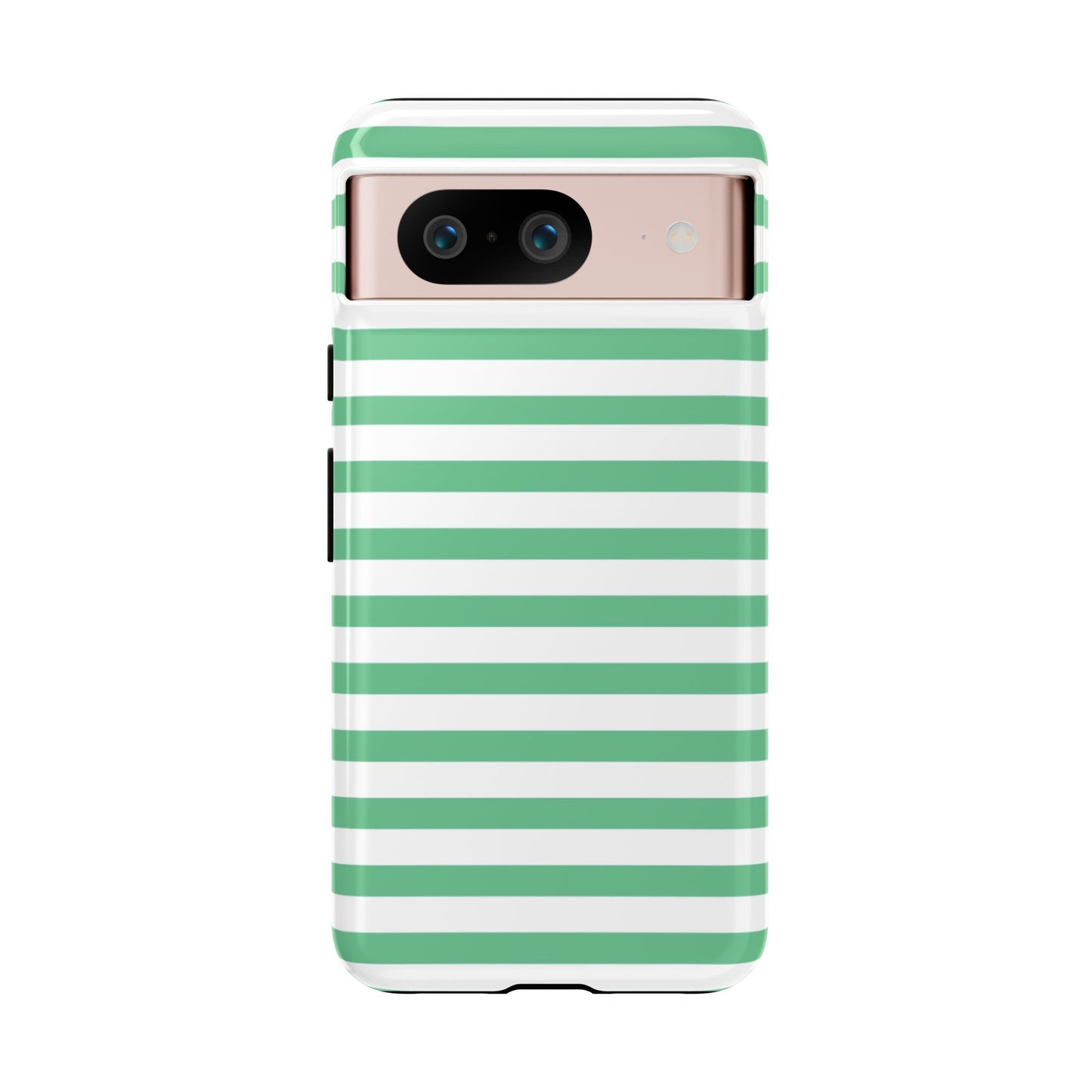 Mint Green Striped Phone Case | Horizontal Candy Stripe iPhone Cover