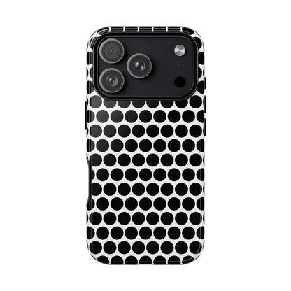 Black White Dot Pattern Tough Phone Case for iPhone, Samsung, Google