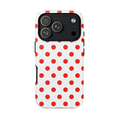 Red White Polka Dot Phone Case Cover for iPhone, Samsung, and Google Phones