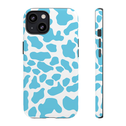 Blue White Cow Print Phone Case Cover