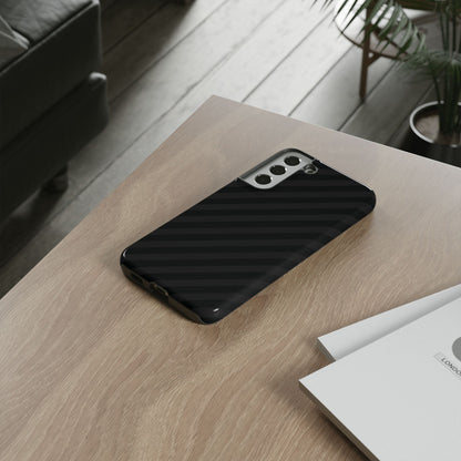 Phone Case, Black Diagonal Pattern Tough Gloss Finish Protective Cover, iPhone, Samsung, Google Pixel, Unique Geometric Design, Gift