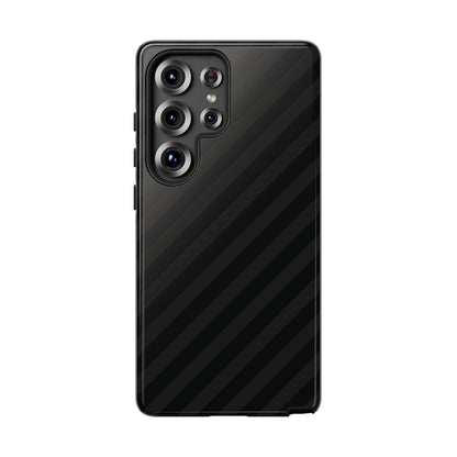 Phone Case, Black Diagonal Pattern Tough Gloss Finish Protective Cover, iPhone, Samsung, Google Pixel, Unique Geometric Design, Gift