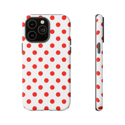 Red White Polka Dot Phone Case Cover for iPhone, Samsung, and Google Phones