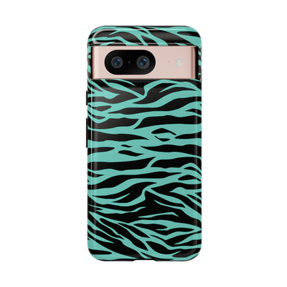 Cute Green Wild Tiger Print Pattern Phone Case for iPhone Galaxy S models and google pixel phones