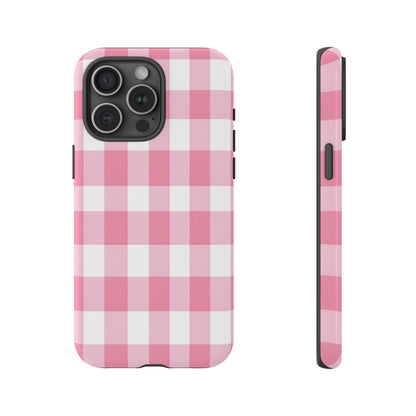 Pink Gingham Cute Phone Case Cover, for Fashion Lovers, Gift for Her, Stylish Tech Accessory, Perfect for Birthdays & Holidays