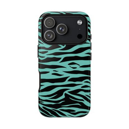 Cute Green Wild Tiger Print Pattern Phone Case for iPhone Galaxy S models and google pixel phones