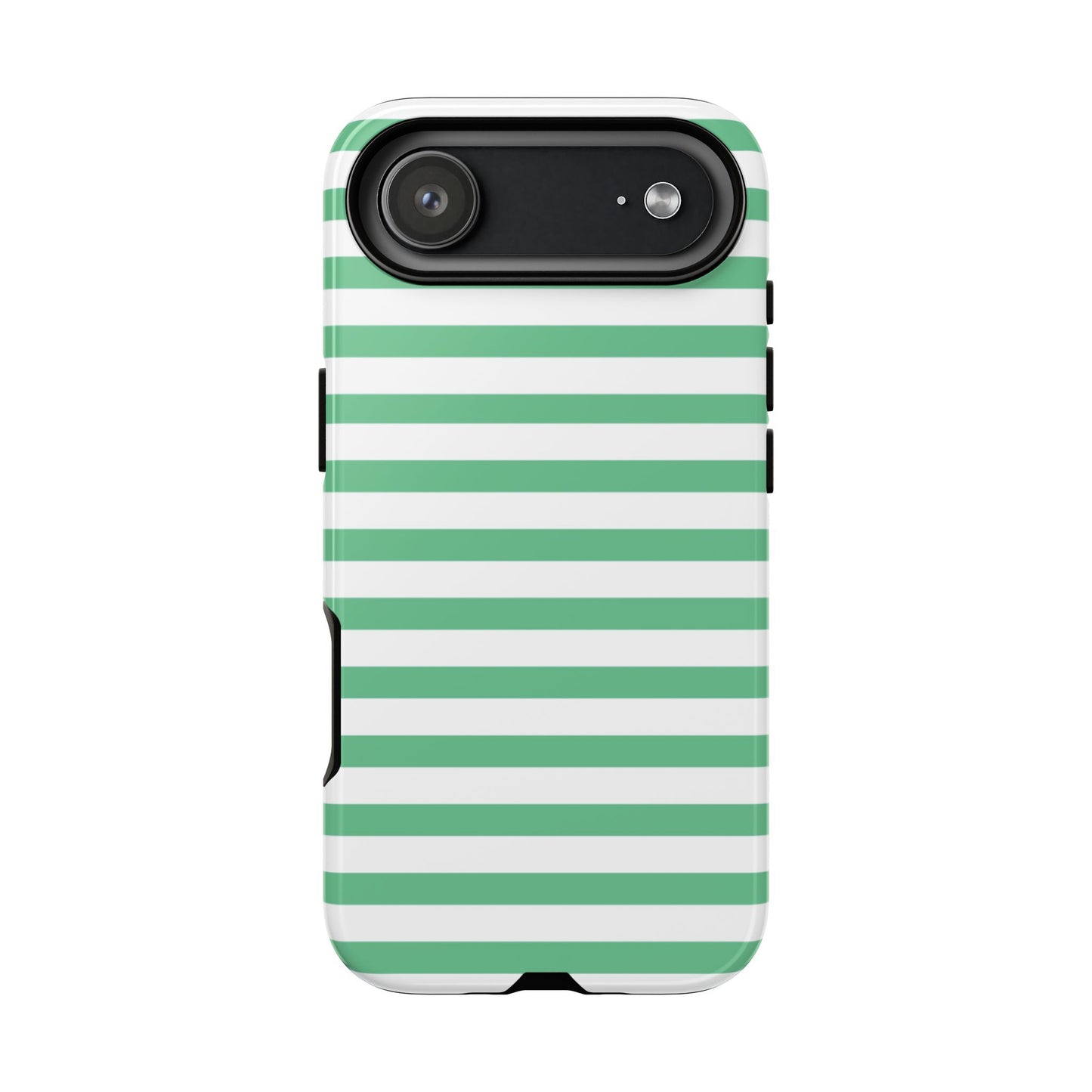 Mint Green Striped Phone Case | Horizontal Candy Stripe iPhone Cover