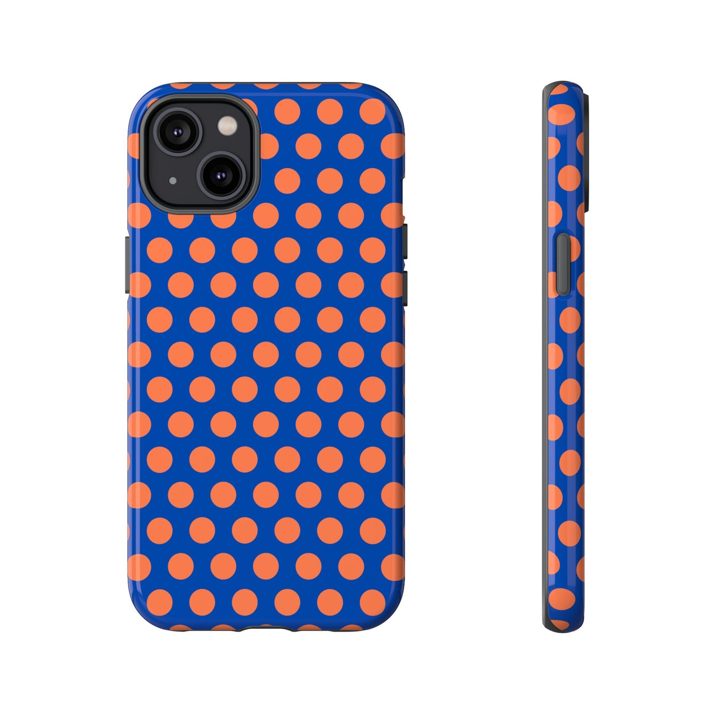 Blue & Coral Polka Dot Phone Case for iPhone, Samsung S, Google Pixel Phones