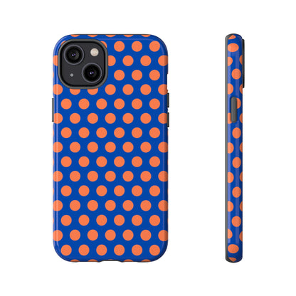 Blue & Coral Polka Dot Phone Case for iPhone, Samsung S, Google Pixel Phones