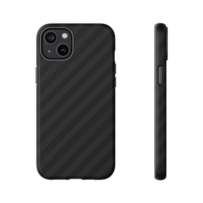 Phone Case, Black Diagonal Pattern Tough Gloss Finish Protective Cover, iPhone, Samsung, Google Pixel, Unique Geometric Design, Gift