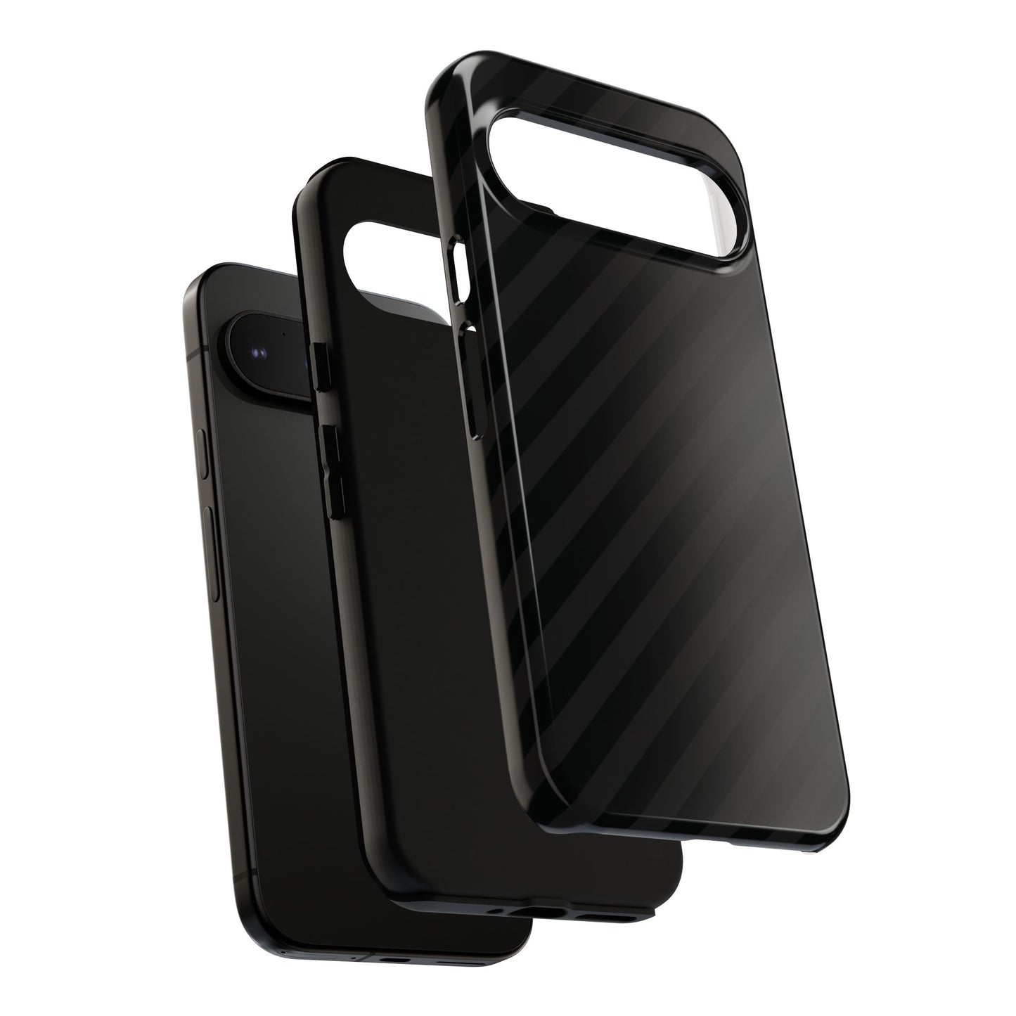 Phone Case, Black Diagonal Pattern Tough Gloss Finish Protective Cover, iPhone, Samsung, Google Pixel, Unique Geometric Design, Gift
