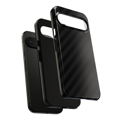 Phone Case, Black Diagonal Pattern Tough Gloss Finish Protective Cover, iPhone, Samsung, Google Pixel, Unique Geometric Design, Gift