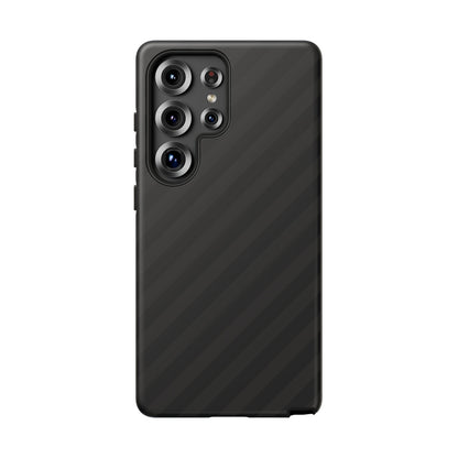 Phone Case, Black Diagonal Pattern Tough Gloss Finish Protective Cover, iPhone, Samsung, Google Pixel, Unique Geometric Design, Gift