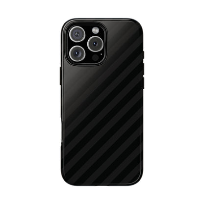 Phone Case, Black Diagonal Pattern Tough Gloss Finish Protective Cover, iPhone, Samsung, Google Pixel, Unique Geometric Design, Gift