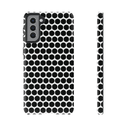 Black White Dot Pattern Tough Phone Case for iPhone, Samsung, Google
