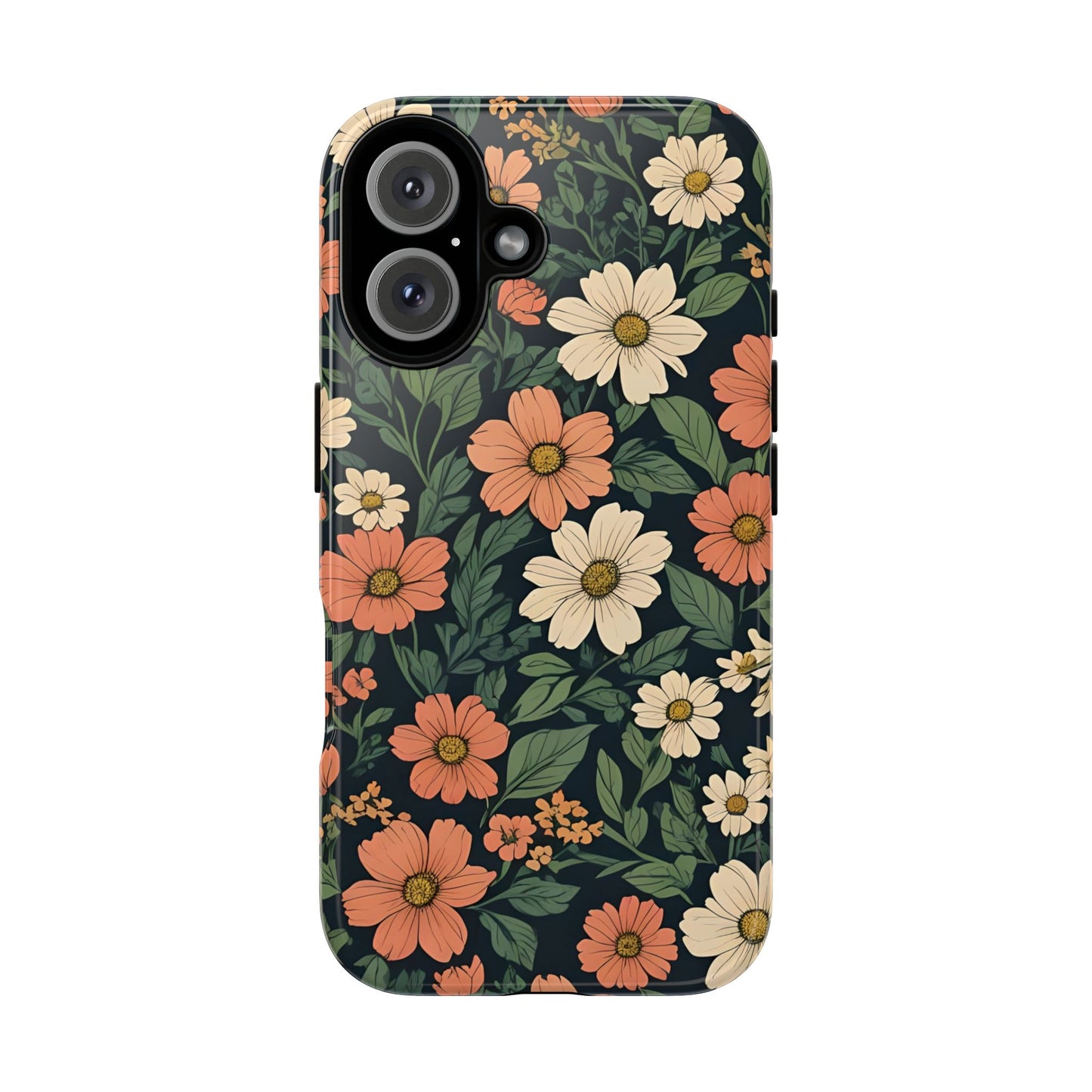 Orange & White Floral Phone Case Elegant Protection for iPhone, Samsung S and Google Pixel Phones