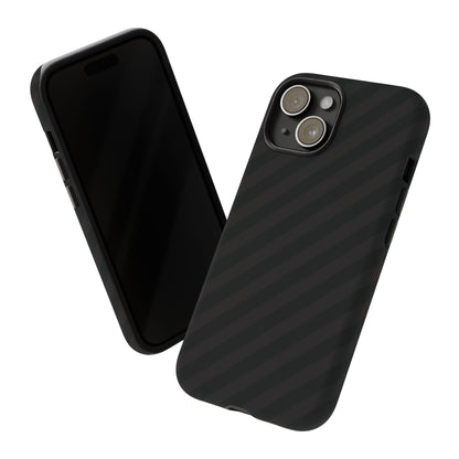 Phone Case, Black Diagonal Pattern Tough Gloss Finish Protective Cover, iPhone, Samsung, Google Pixel, Unique Geometric Design, Gift