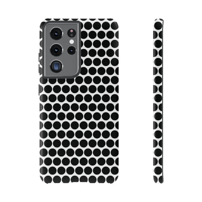 Black White Dot Pattern Tough Phone Case for iPhone, Samsung, Google