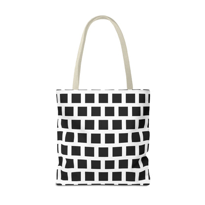 Black Square Pattern Tote Bag - Versatile and Durable Shoulder Bag