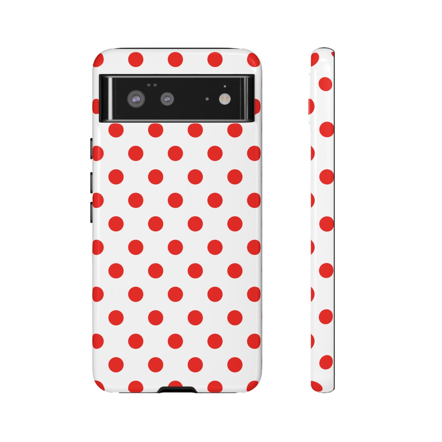 Red White Polka Dot Phone Case Cover for iPhone, Samsung, and Google Phones