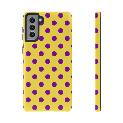 Phone Case - Bright Yellow with Purple Dots
