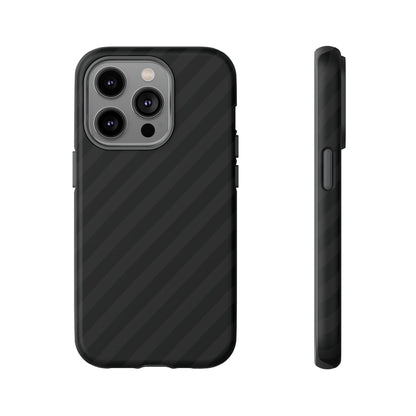 Phone Case, Black Diagonal Pattern Tough Gloss Finish Protective Cover, iPhone, Samsung, Google Pixel, Unique Geometric Design, Gift